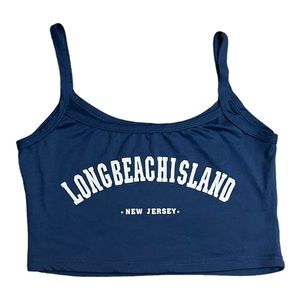 Blue Graphic Cropped Tank